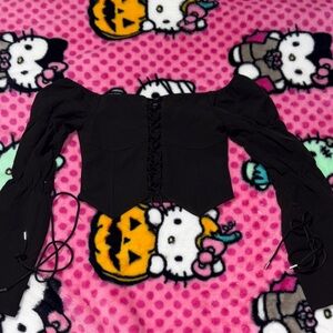 Maniere De Voir Black Corset-Style Blouse